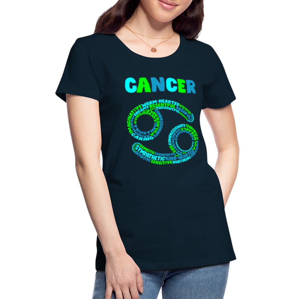 Women's Power Words Cancer Premium T-Shirt - deep navy