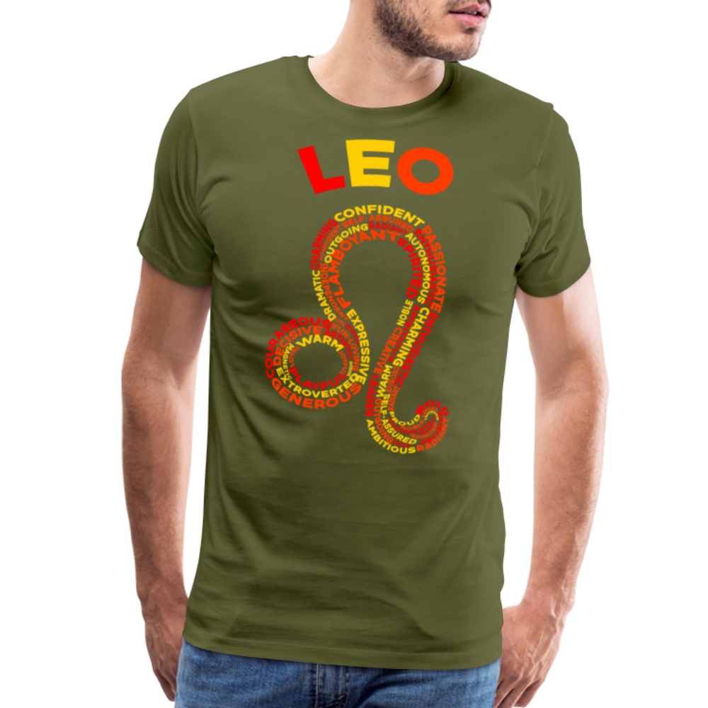 Men's Power Words Leo Premium T-Shirt - olive green