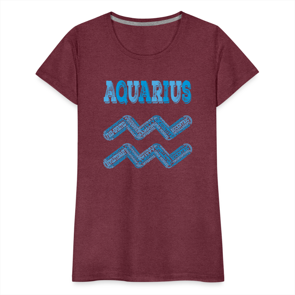 Women's Power Words Aquarius Premium T-Shirt - heather burgundy