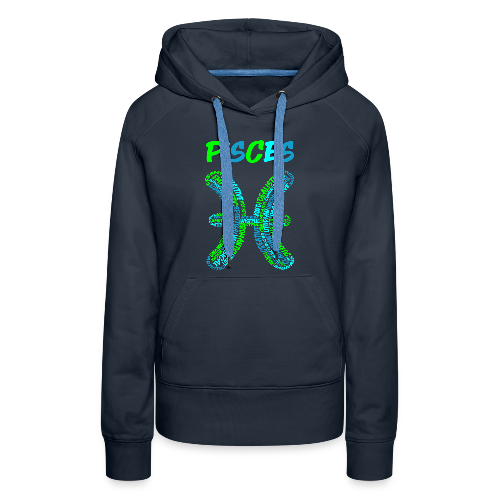 Women's Power Words Pisces Premium Hoodie - navy