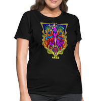 Thumbnail for Women's Cosmic Aries Design T-Shirt - black