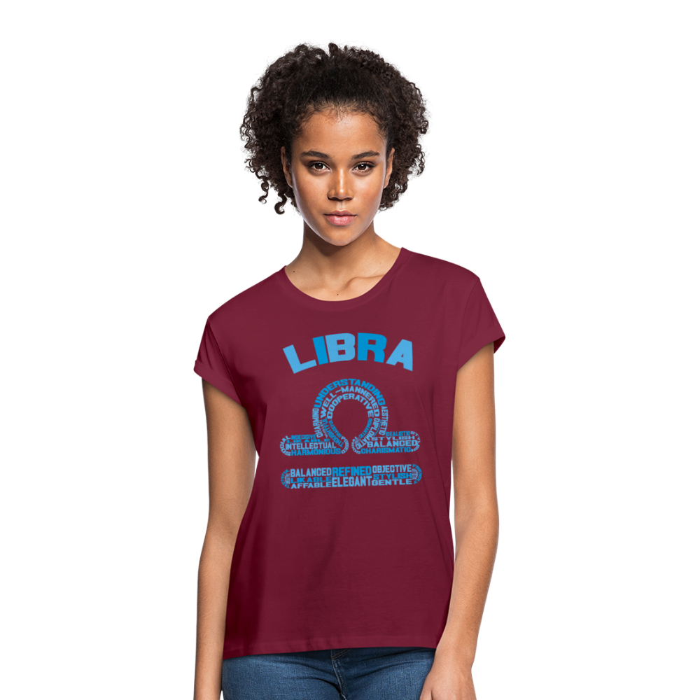 Women's Power Words Libra Relaxed Fit T-Shirt - burgundy