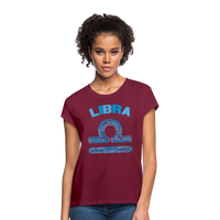 Thumbnail for Women's Power Words Libra Relaxed Fit T-Shirt - burgundy