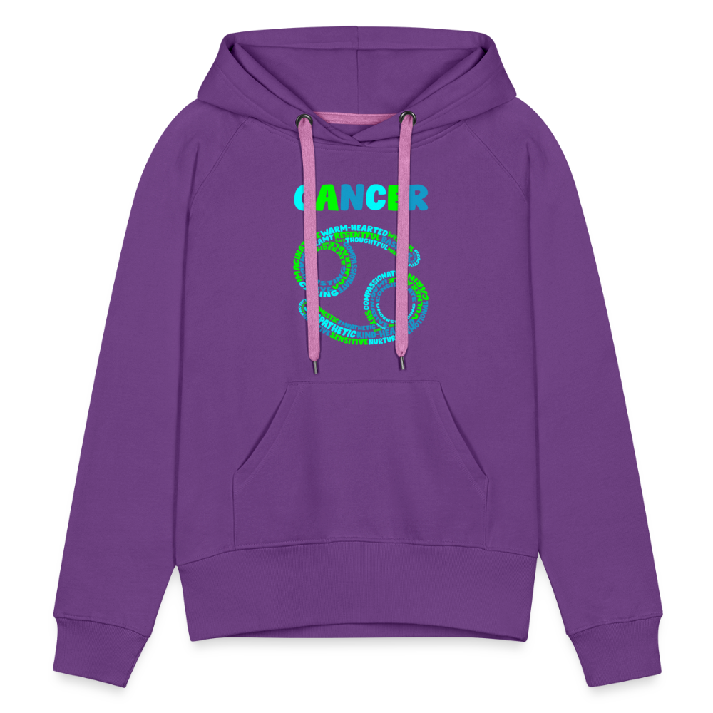 Women's Power Words Cancer Premium Hoodie - purple 