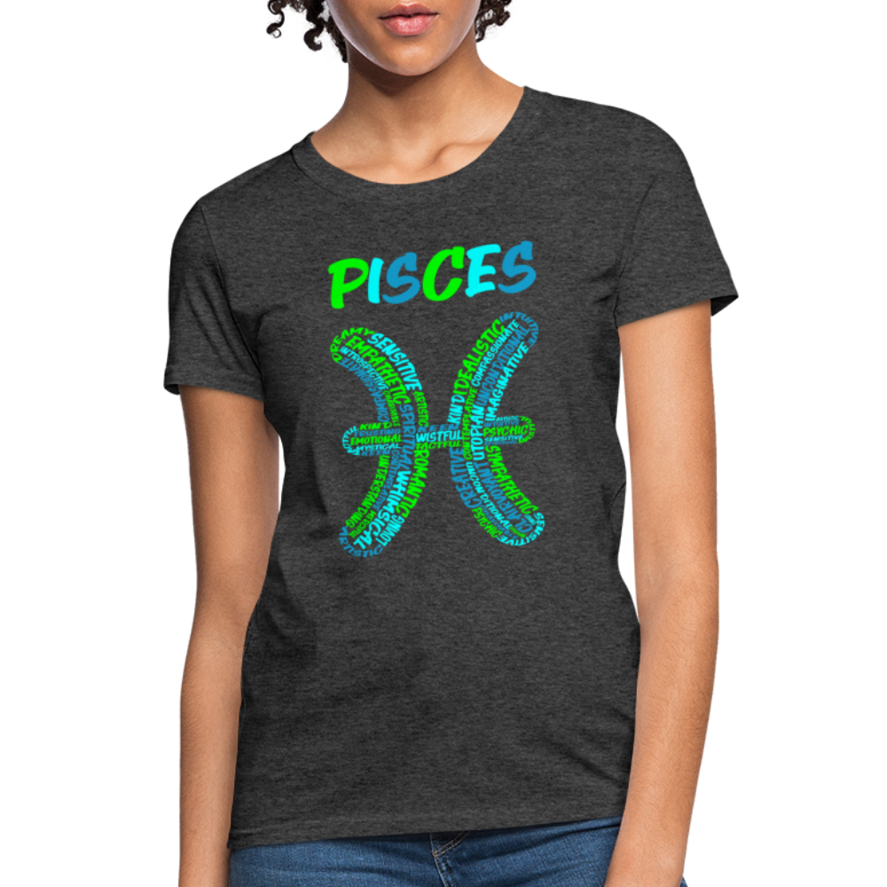 Women's Power Words Pisces T-Shirt - heather black