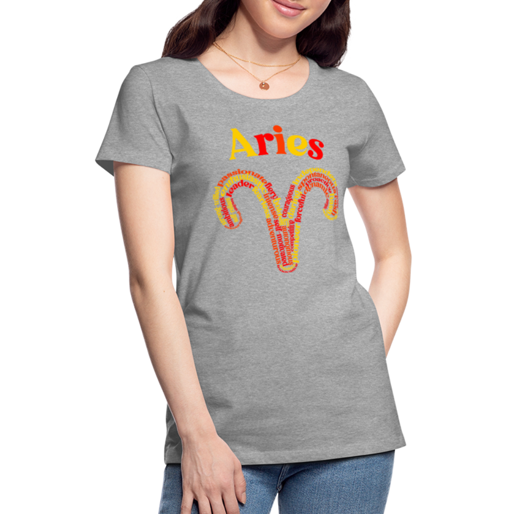 Women's Power Words Aries Premium T-Shirt - heather gray