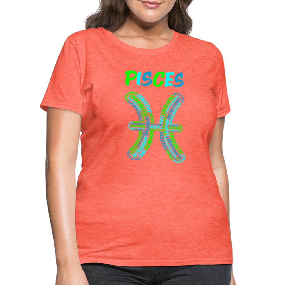 Women's Power Words Pisces T-Shirt - heather coral