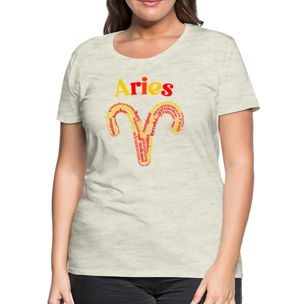 Women's Power Words Aries Premium T-Shirt - heather oatmeal