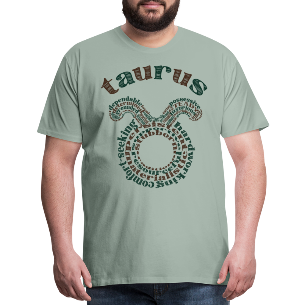 Men's Power Words Taurus Premium T-Shirt - steel green