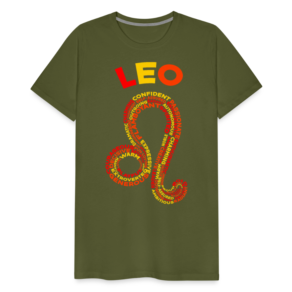 Men's Power Words Leo Premium T-Shirt - olive green