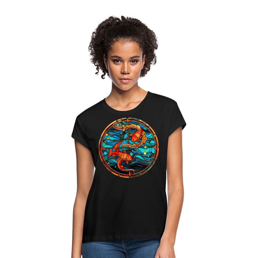 Women's Mosaic Pisces Relaxed Fit T-Shirt - black