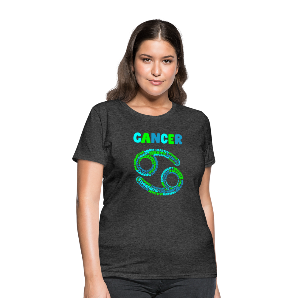 Women's Power Words Cancer T-Shirt - heather black