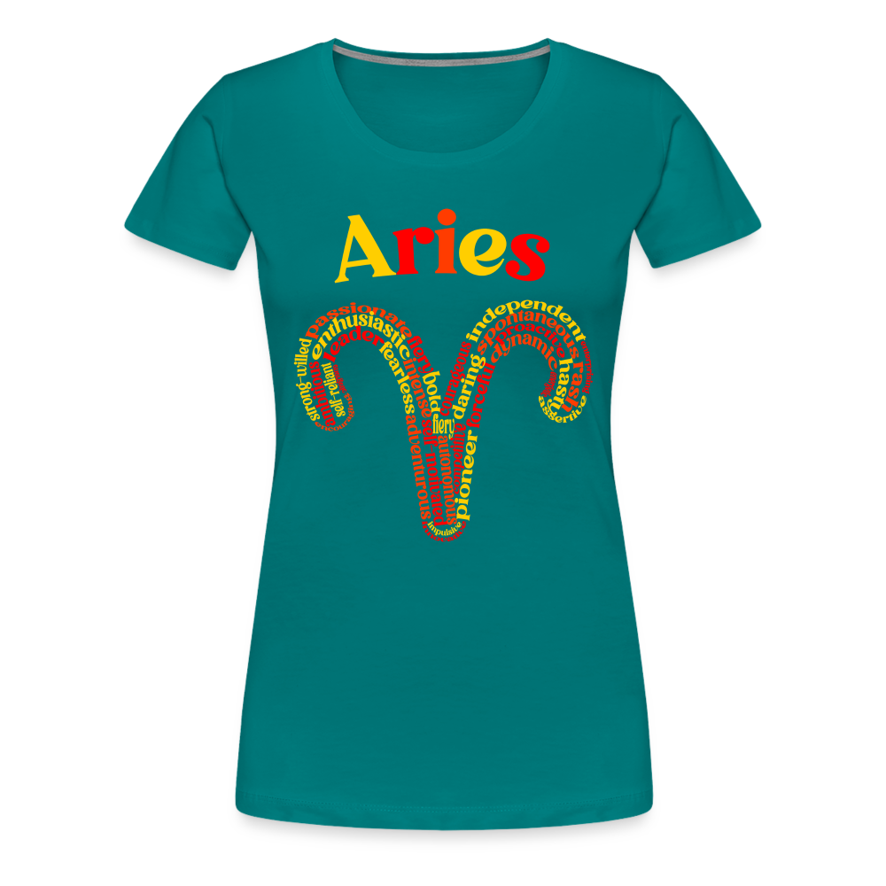 Women's Power Words Aries Premium T-Shirt - teal