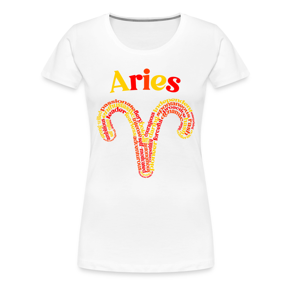 Women's Power Words Aries Premium T-Shirt - white