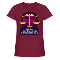 Thumbnail for Women's Glow Libra Relaxed Fit T-Shirt - burgundy