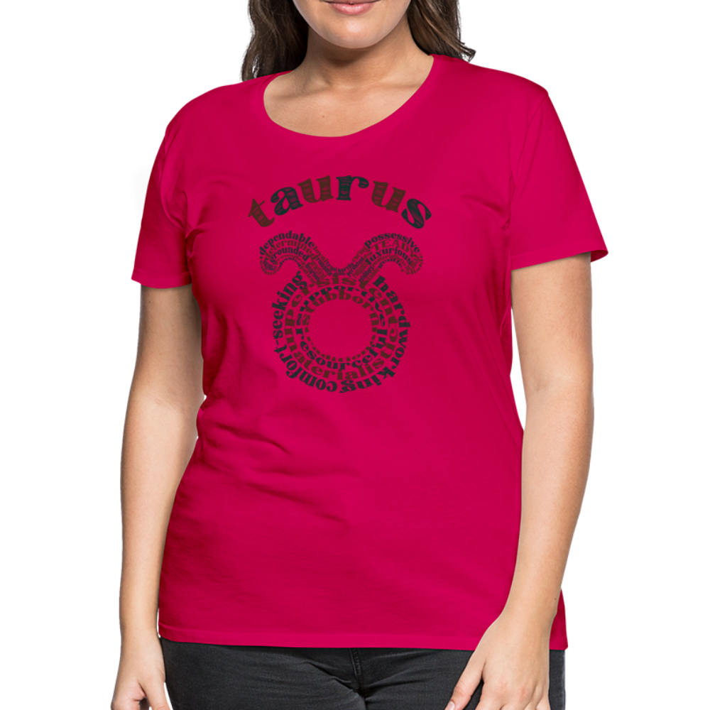 Women's Power Words Taurus Premium T-Shirt - dark pink