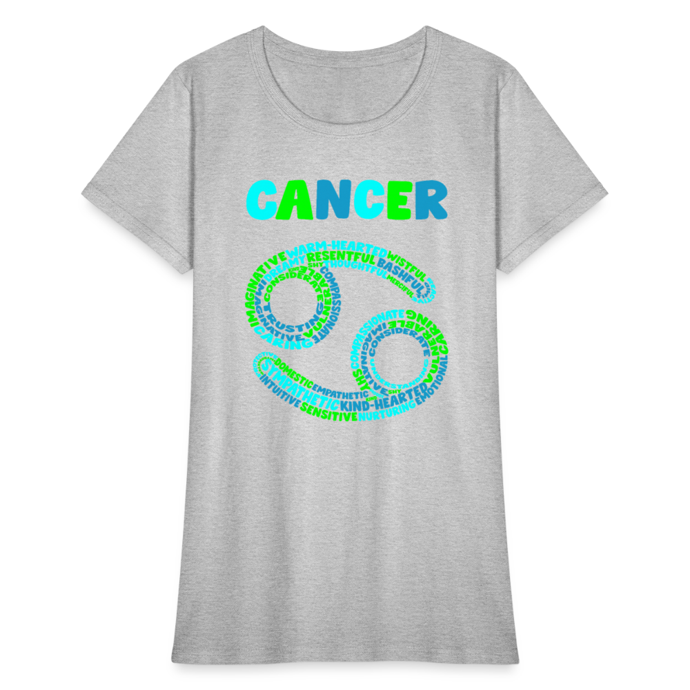 Women's Power Words Cancer T-Shirt - heather gray