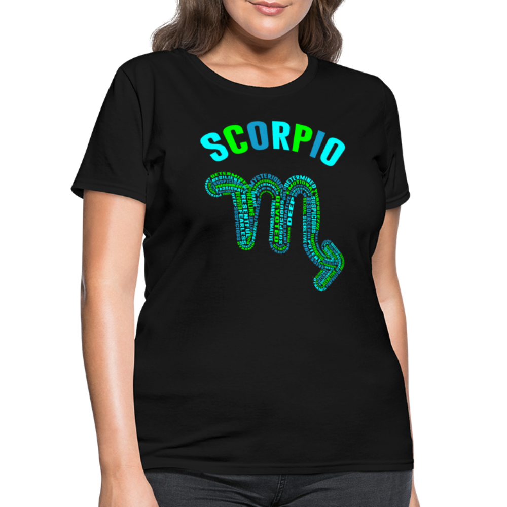 Women's Power Words Scorpio T-Shirt - black