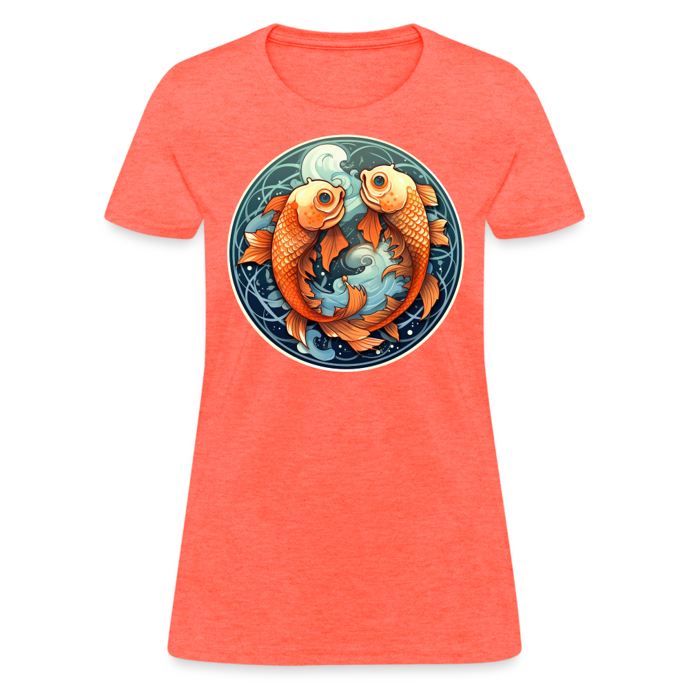 Women's Symbol Pisces T-Shirt - heather coral