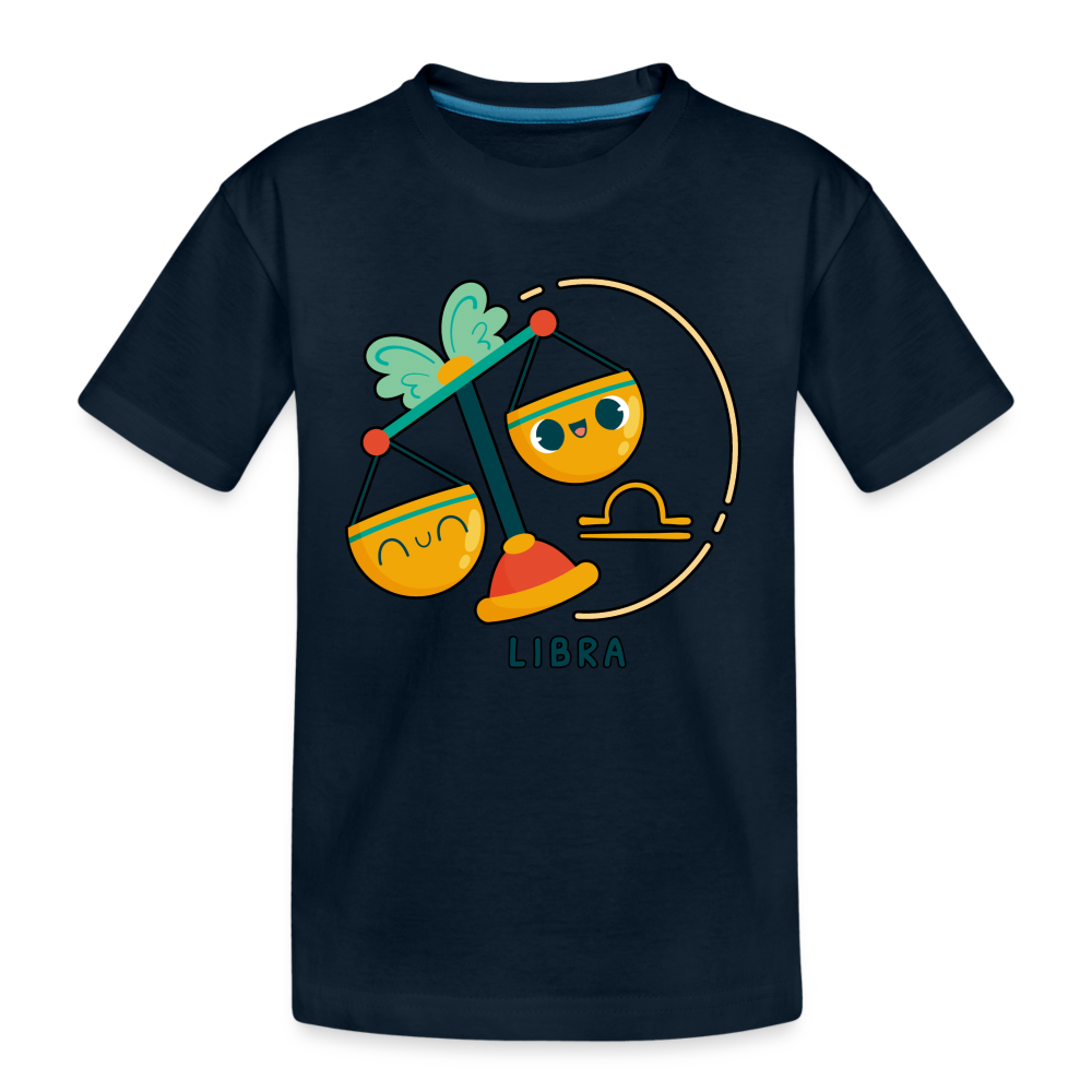 Kid’s Cartoony Libra Premium Organic T-Shirt - deep navy