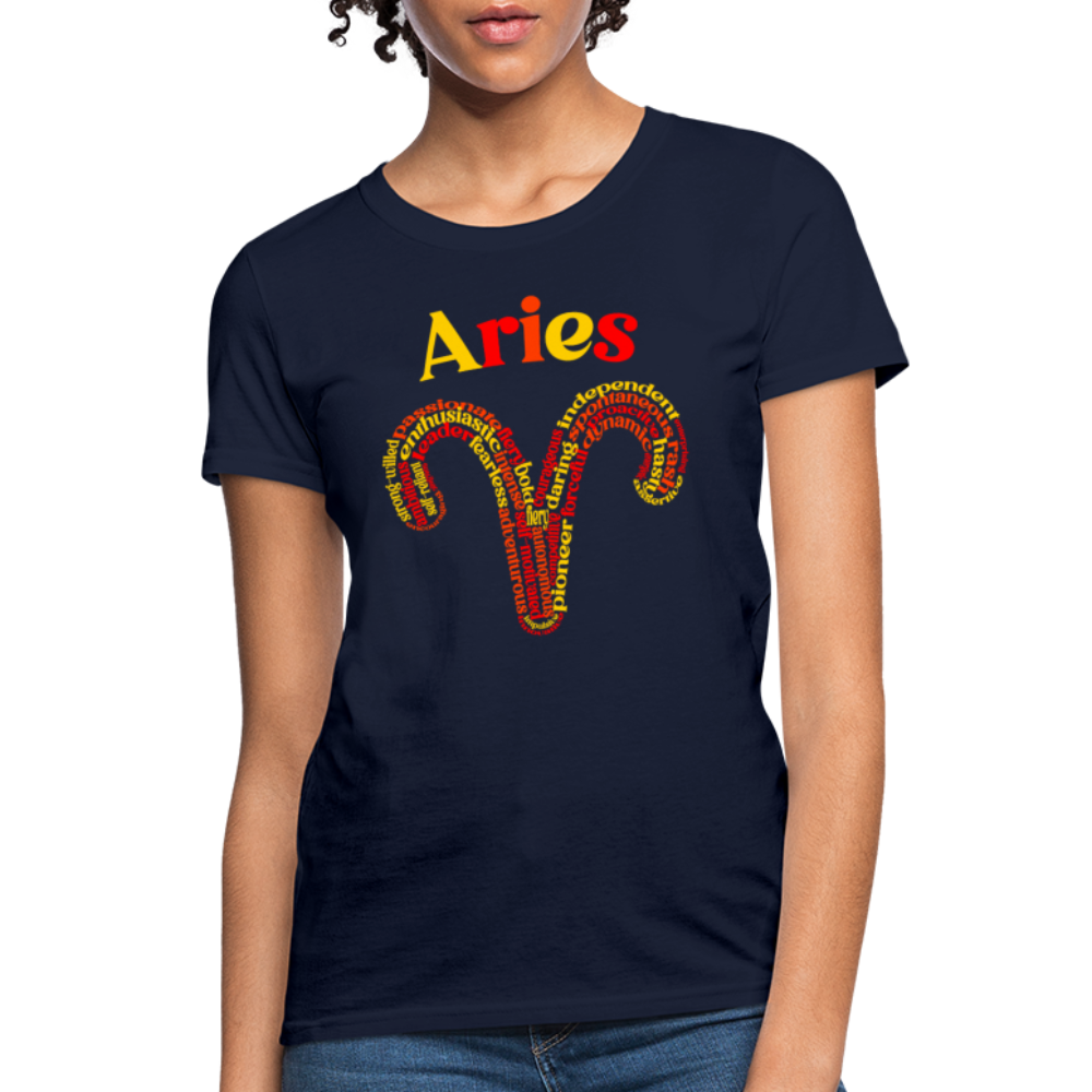 Women's Power Words Aries T-Shirt - navy