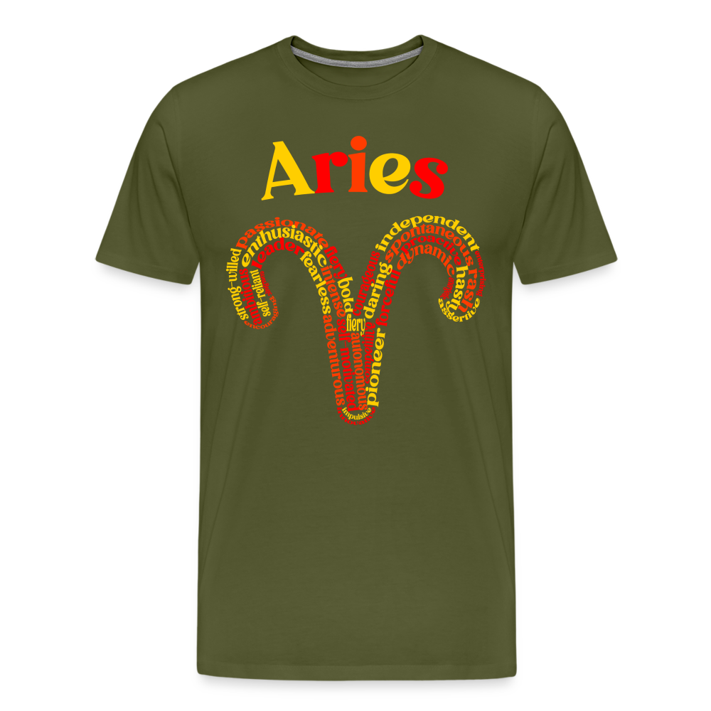 Men's Power Words Aries Premium T-Shirt - olive green