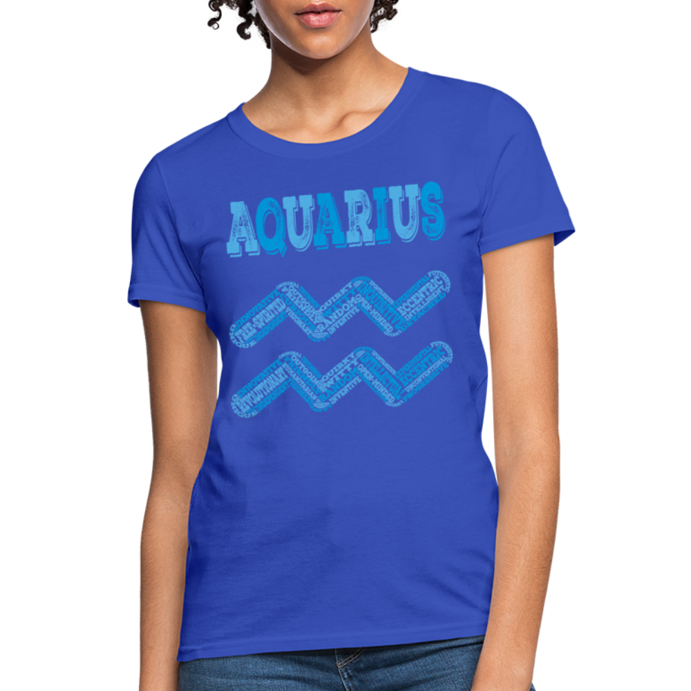 Women's Power Words Aquarius T-Shirt - royal blue