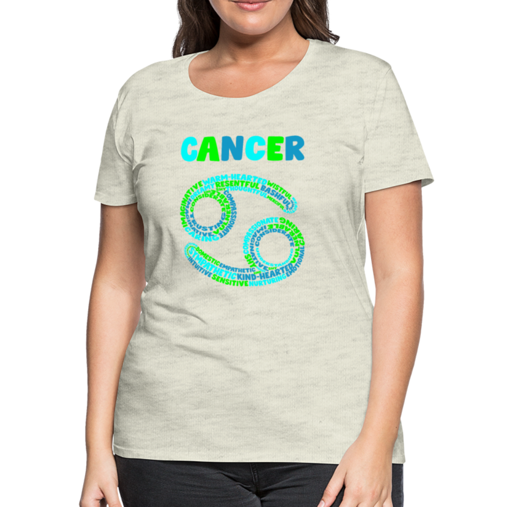 Women's Power Words Cancer Premium T-Shirt - heather oatmeal