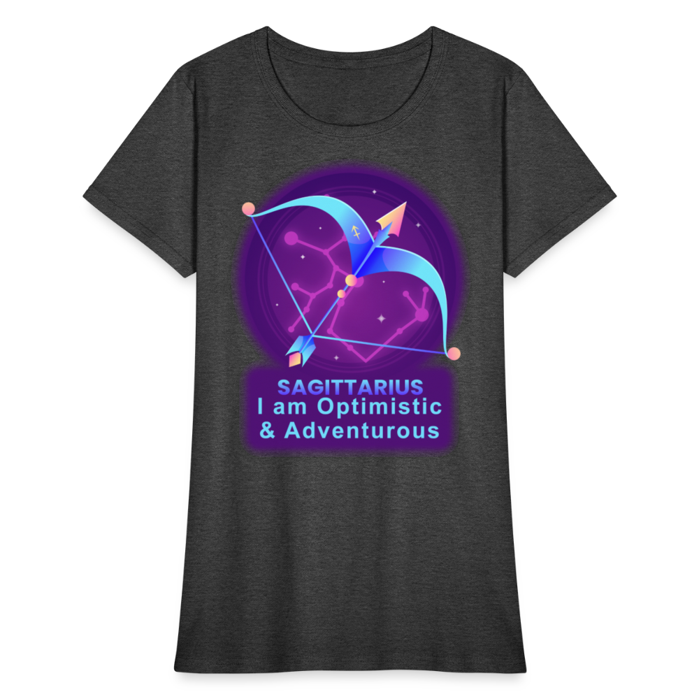 Women's Neon Sagittarius T-Shirt - heather black