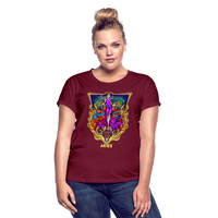 Thumbnail for Women's Cosmic Aries Relaxed Fit T-Shirt - burgundy