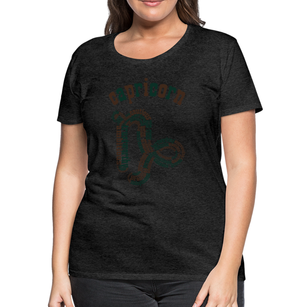 Women's Power Words Capricorn Premium T-Shirt - charcoal grey