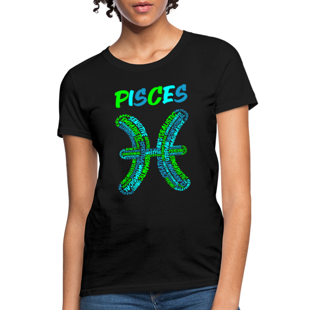 Women's Power Words Pisces T-Shirt - black