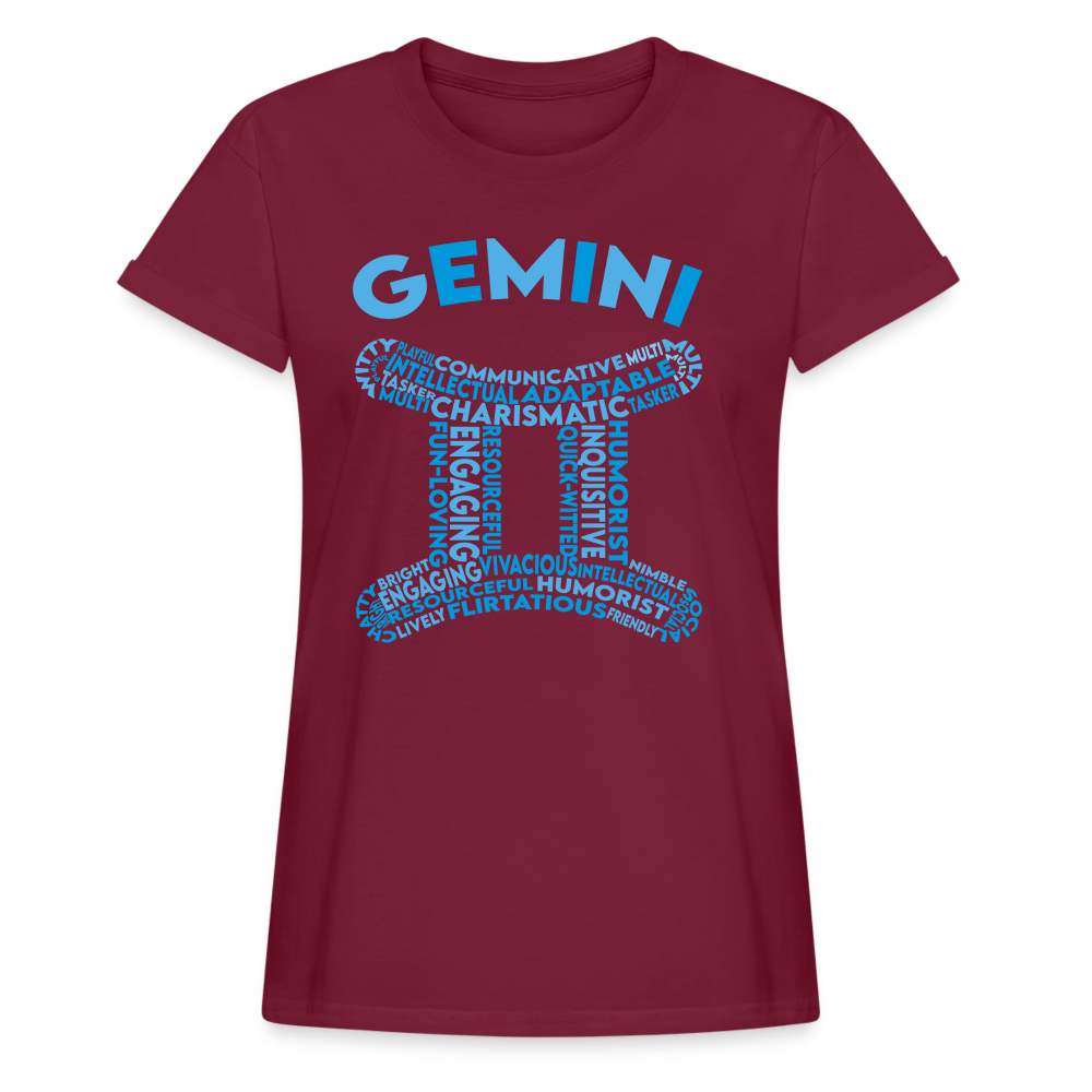 Women's Power Words Gemini Relaxed Fit T-Shirt - burgundy