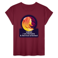 Thumbnail for Women's Glow Virgo Relaxed Fit T-Shirt - burgundy