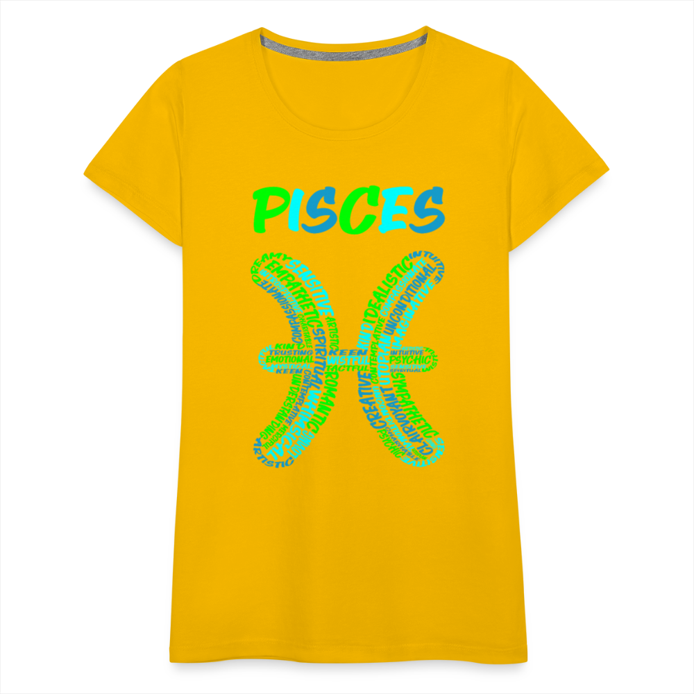 Women's Power Words Pisces Premium T-Shirt - sun yellow