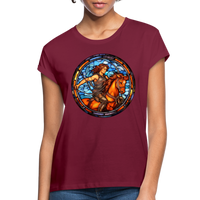 Thumbnail for Women's Mosaic Sagittarius Relaxed Fit T-Shirt - burgundy