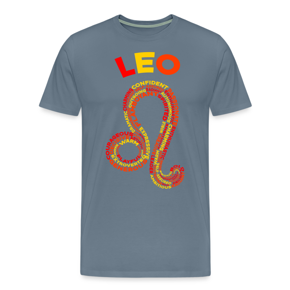 Men's Power Words Leo Premium T-Shirt - steel blue