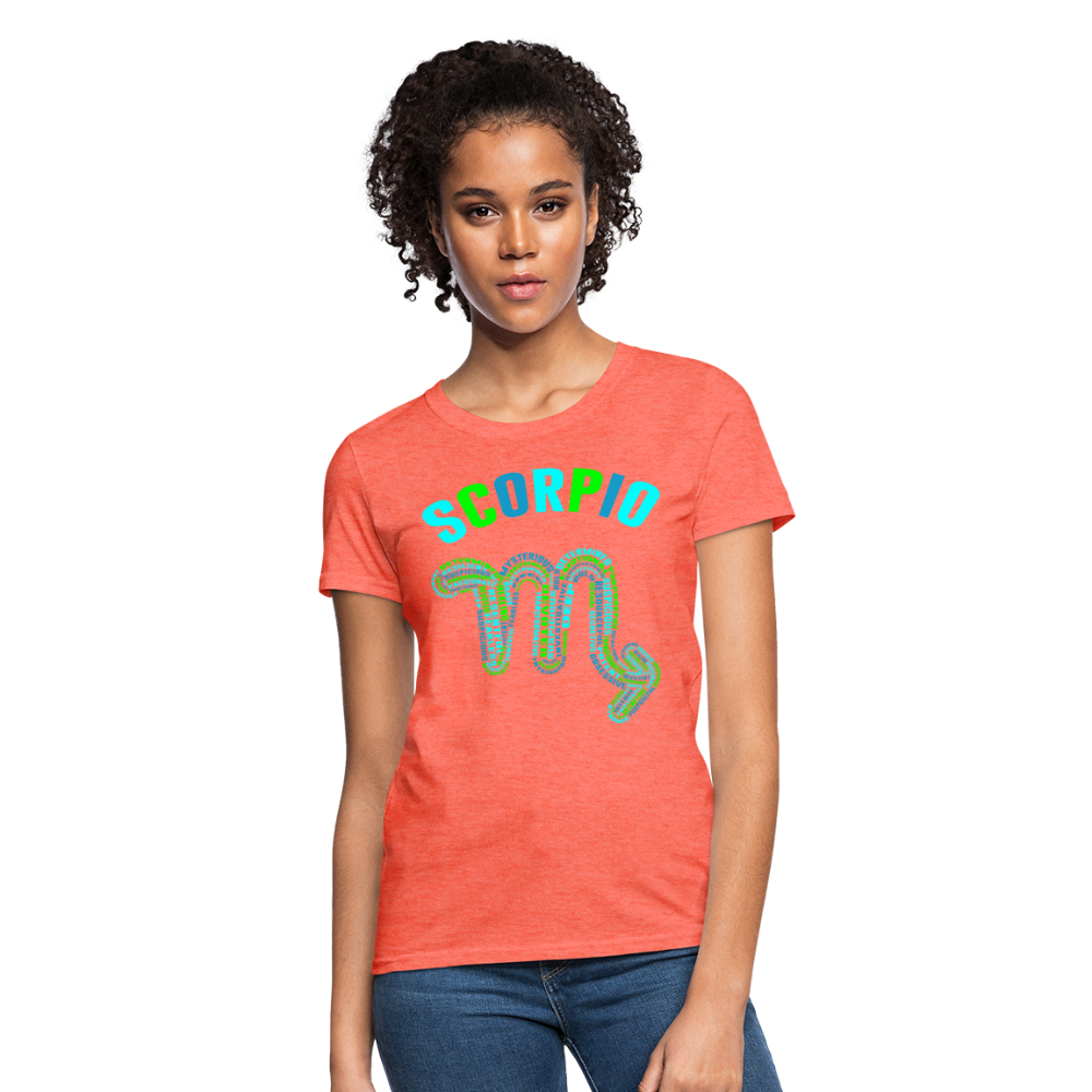 Women's Power Words Scorpio T-Shirt - heather coral