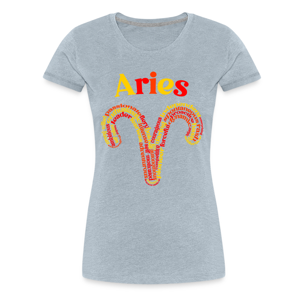 Women's Power Words Aries Premium T-Shirt - heather ice blue