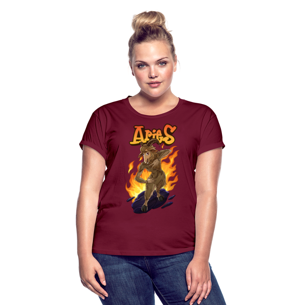 Women's Aries Narihndrab Relaxed Fit T-Shirt - burgundy