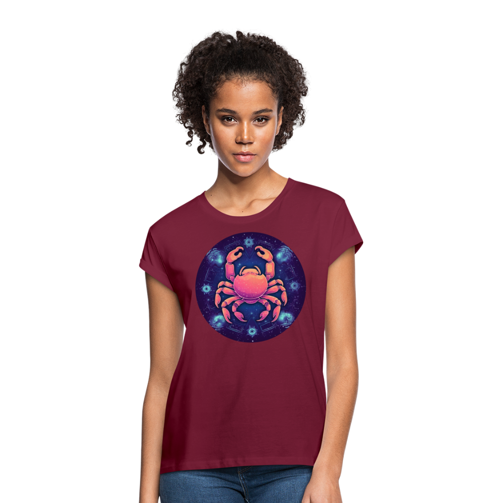 Women's Mgaic Cancer Relaxed Fit T-Shirt - burgundy