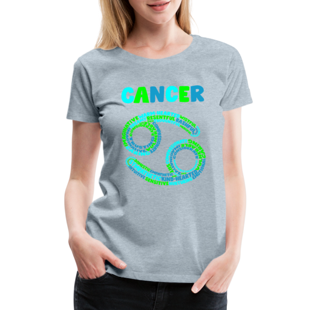 Women's Power Words Cancer Premium T-Shirt - heather ice blue