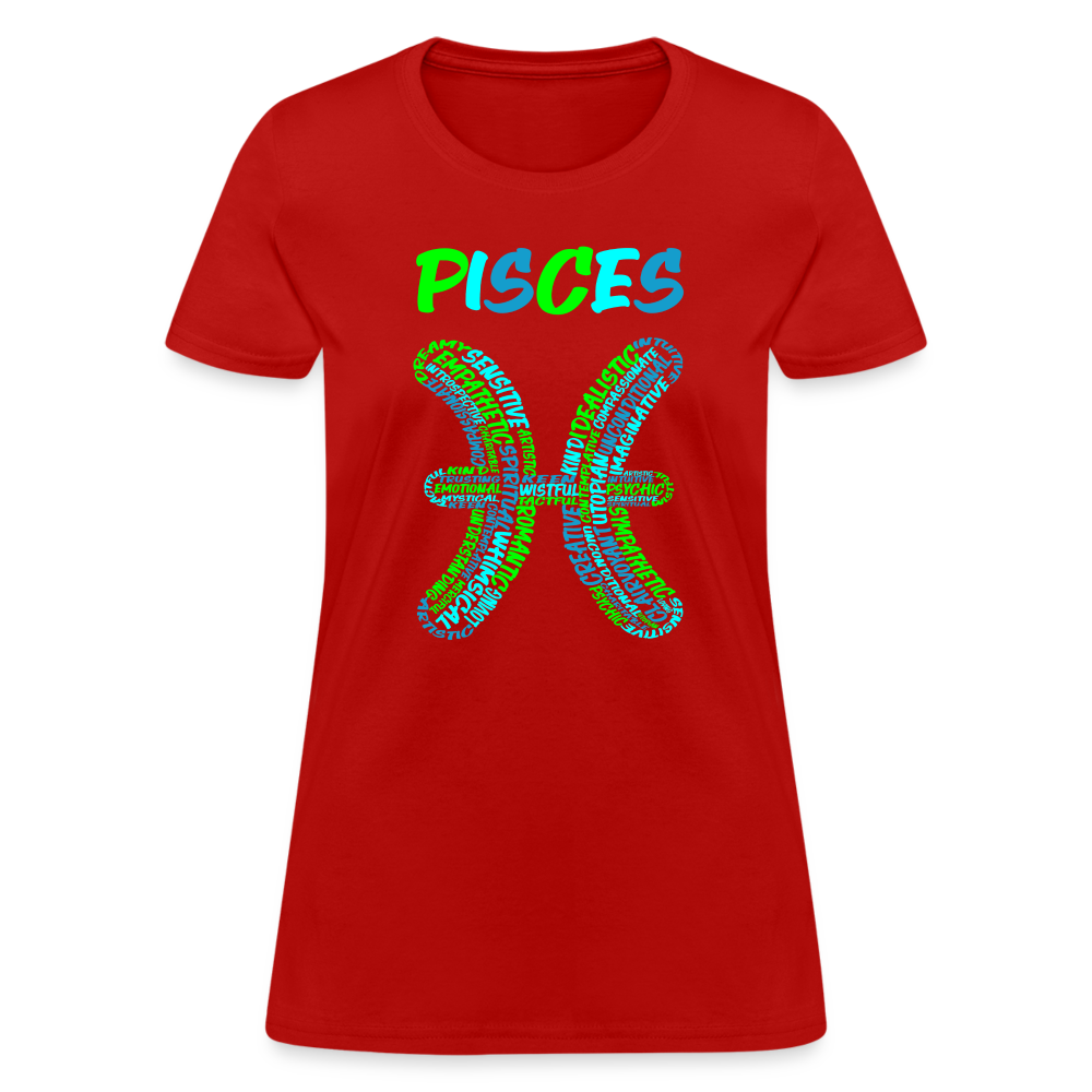 Women's Power Words Pisces T-Shirt - red