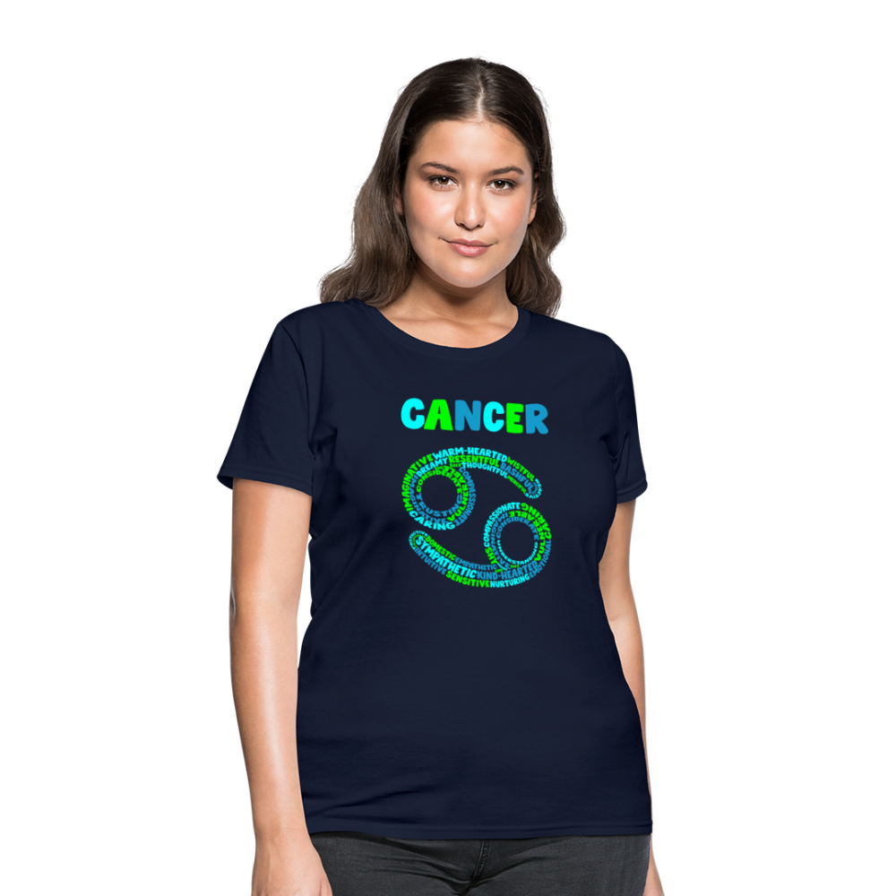 Women's Power Words Cancer T-Shirt - navy