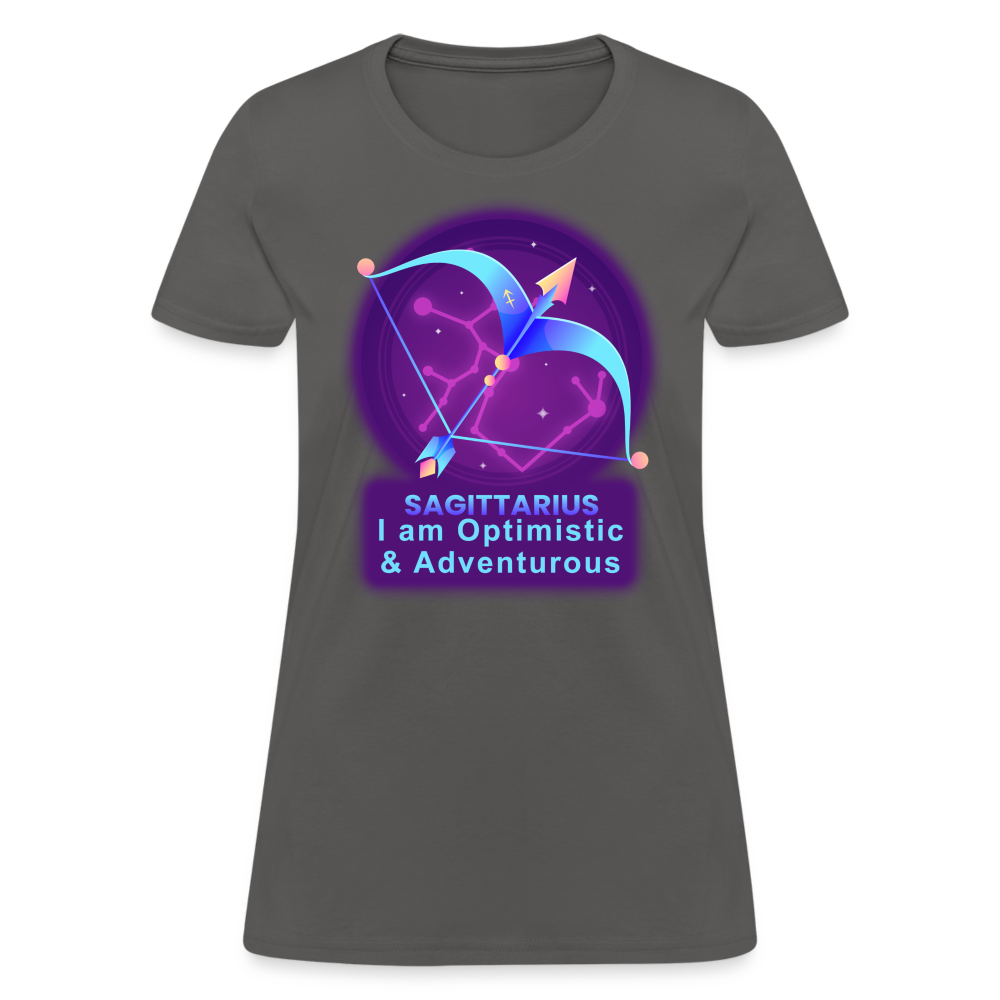 Women's Neon Sagittarius T-Shirt - charcoal