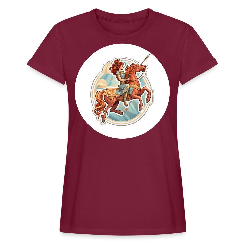 Women's Symbol Sagittarius Relaxed Fit T-Shirt - burgundy