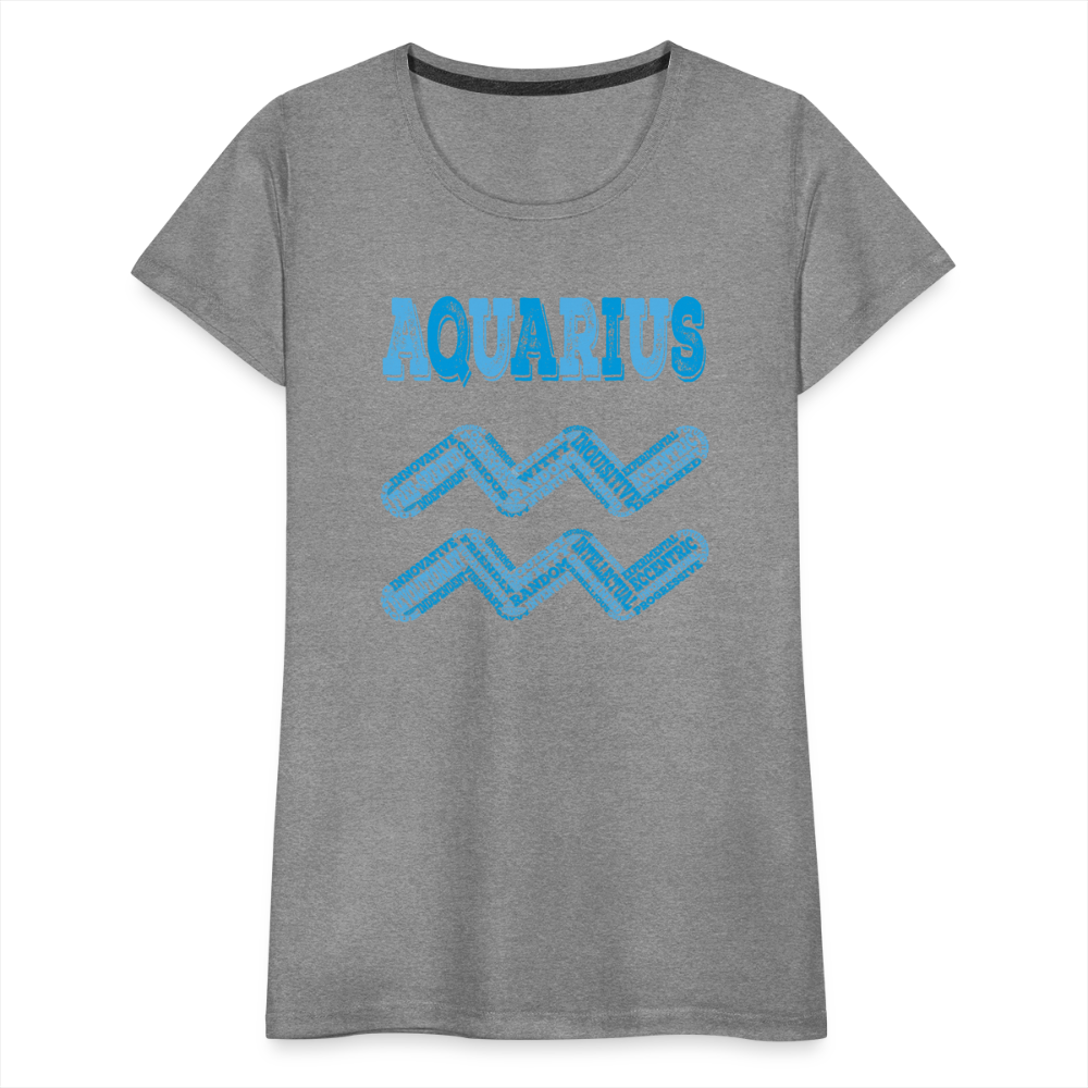 Women's Power Words Aquarius Premium T-Shirt - heather gray