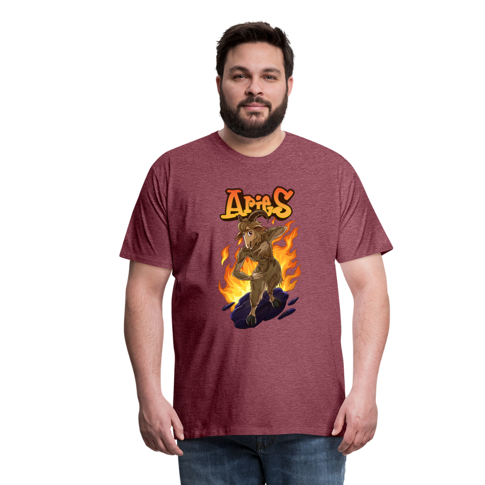 Men's Fiery Aries Premium T-Shirt - heather burgundy