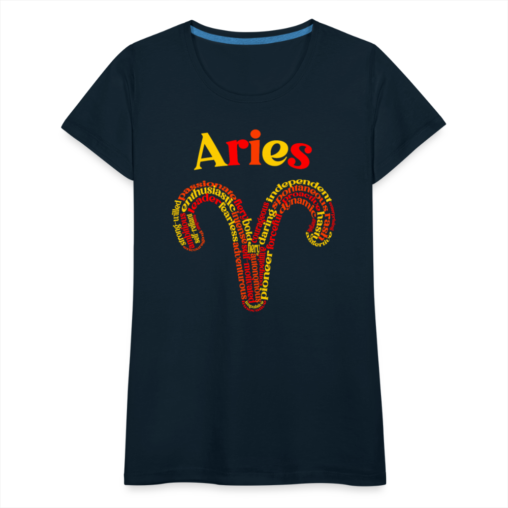 Women's Power Words Aries Premium T-Shirt - deep navy