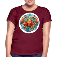 Thumbnail for Women's Symbol Cancer Relaxed Fit T-Shirt - burgundy